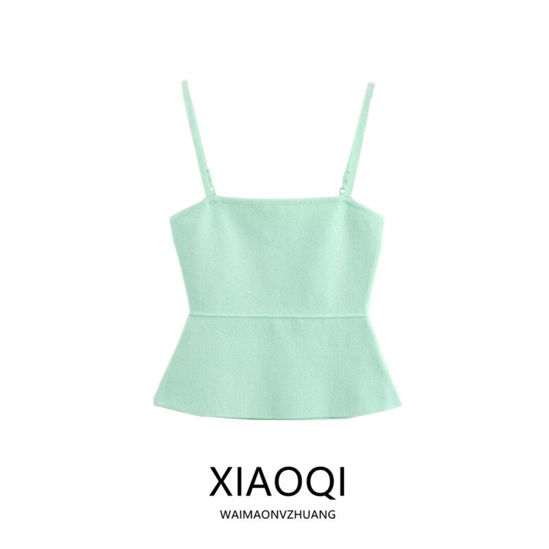 Fashion Style 2024 Summer New Women's Clothing Slim Looking Easy Matching Sling Plain Stitch Shoulder Strap Short Top 3519009