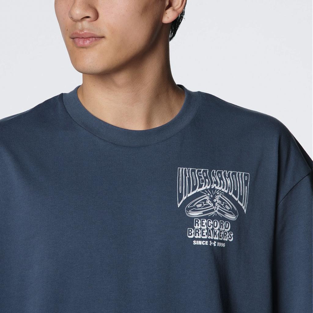 Under Armour Футболка свободного покроя с коротким рукавом и принтом букв, мужская, синяя, 1382857-044