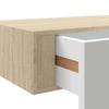 Wall Mounted Drawer Shelf in Oak and White 60 x 23.5 x 10 cm MDF