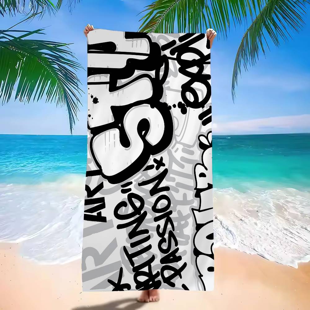 Alphabet Graffiti Pattern Beach Towel For Kids Bath Towel Pool Towel Vacation Gift Picnic Towel Party Gift