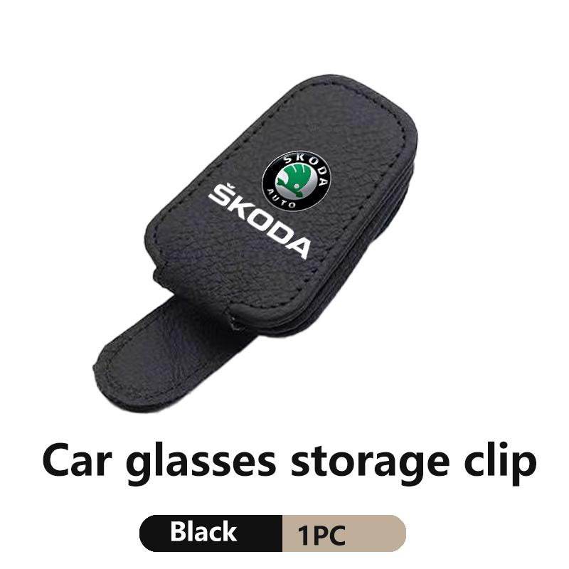 KEOW9 For Skoda Multifunctional Car Sun Visor Glasses Holder Sunglasses Clip Fabia Kamiq Superb Scala Enyaq-iV MK3 VisionS Yeti