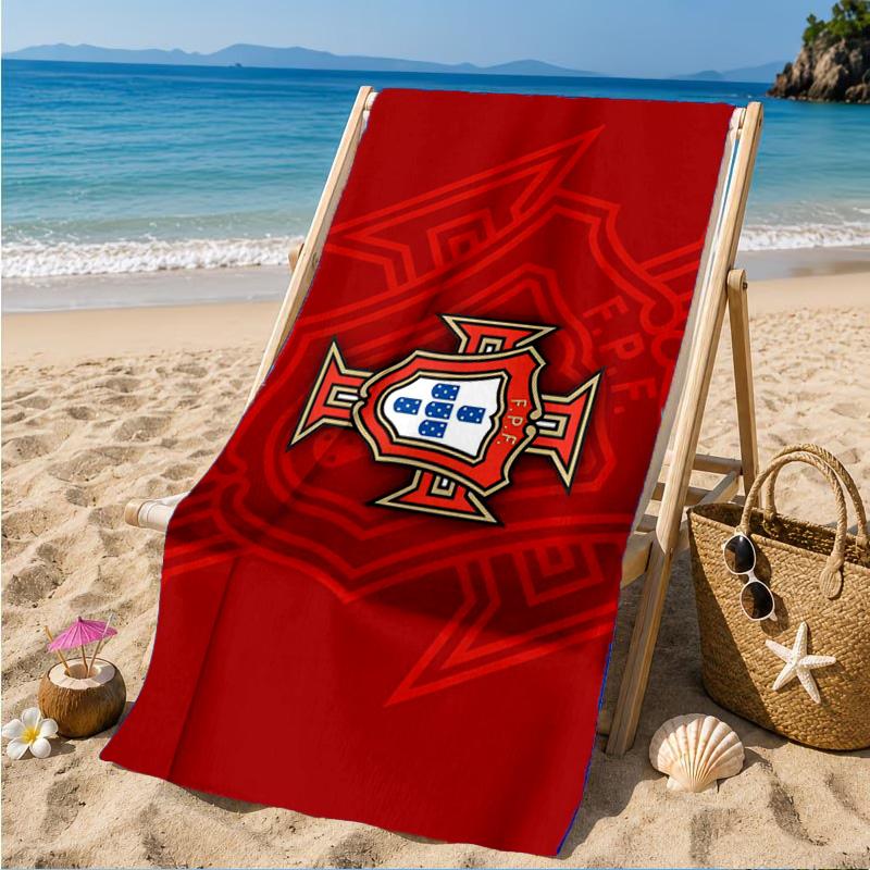 Portuguese Football Federation Crest Beach Towel, Quick-drying, Easy to Care for, Suitable for Both Fitness and Beach Vacations,Sports Essential