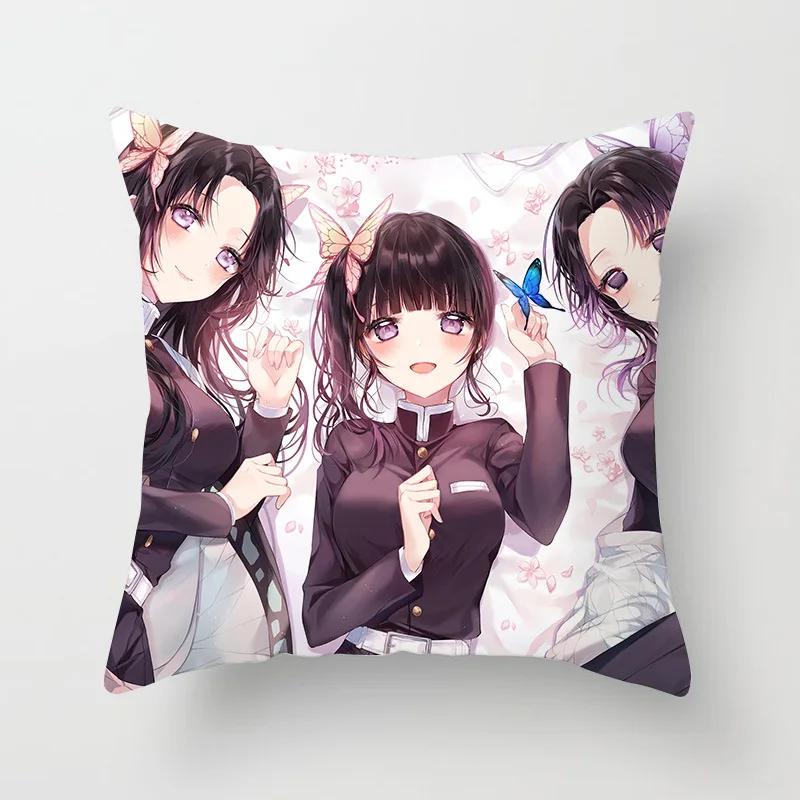 45 * 45 см Аниме Клинок, рассекающий демонов Kimetsu No Yaiba Печатная наволочка Детская спальня Гостиная Домашний декор Наволочки Наволочка