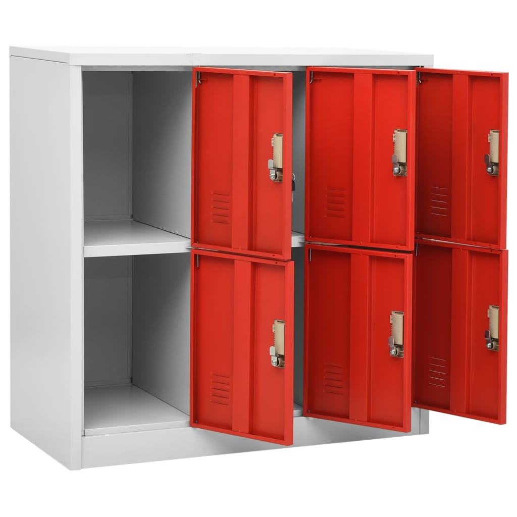 Locker Cabinet Light Grey and Red 90 x 45 x 92.5 cm Steel