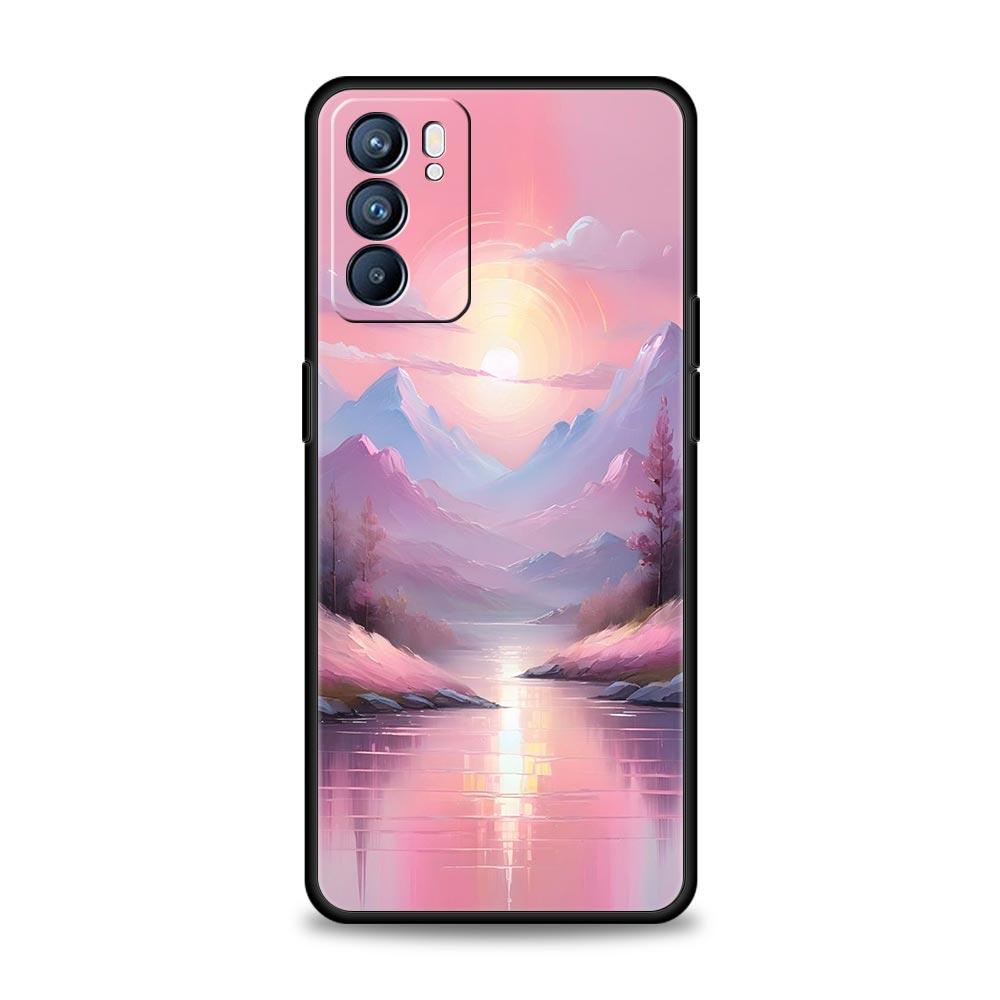 Розовый закат в горах Чехол для телефона для Oppo A17 A31 A54 A57 A78 A79 A98 Find X5 X6 Reno 6 7 8 10 11 12 13 F Pro 5G Мягкий чехол из ТПУ