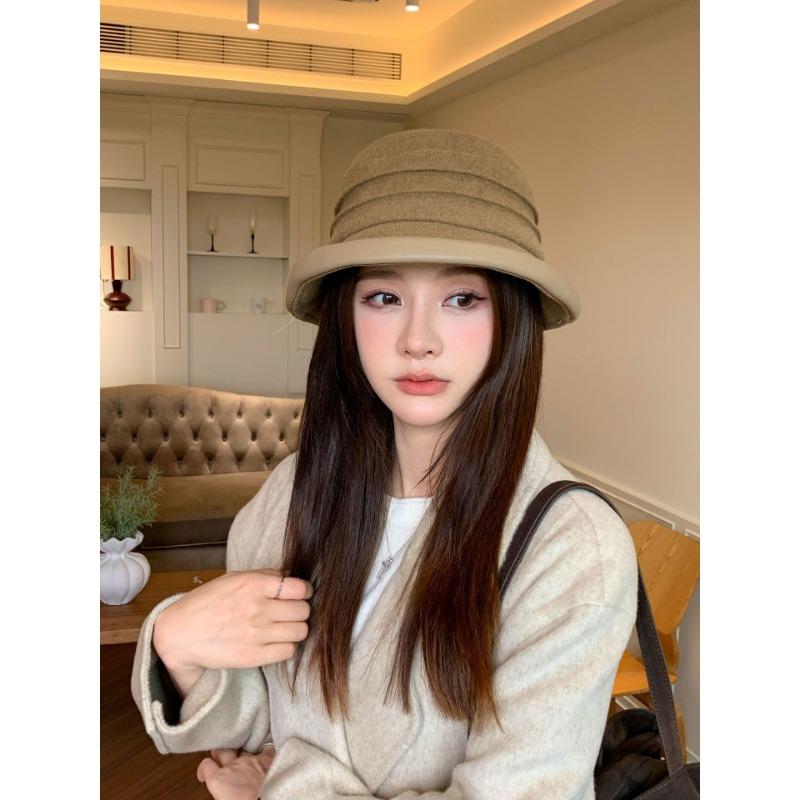 Women S Vintage Versatile Solid Color Bucket Hat For Fall Winter Slim Face Look