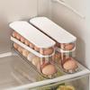 Automatic Double-Layer Fresh Egg Keeper, 12-14 Eggs Sliding Egg Storage Container - Plastic Material - Refrigerator Space Saver Egg Rack for Kitchen