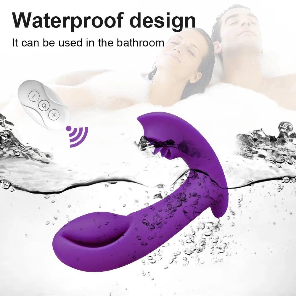 2 в 1 носимый фаллоимитатор для лизания языка, вибратор для женщин, мастурбатор для оргазма, трусики, эротическая игрушка, стимулятор точки G, клитора, секс-игрушки