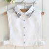 Fashion Embroidery Fake Collar Women Rhinestone Half Shirt Vest Detachable False Collar Faux Cols Lapel Female Necklace Decor