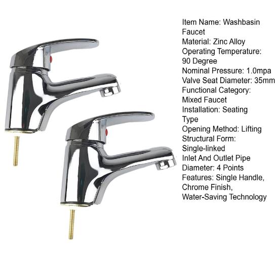 2Pcs Single Handle Vanity Faucet with Anti-Drip Core Chrome Basin Tap Contemporary Bathroom Sink Faucet