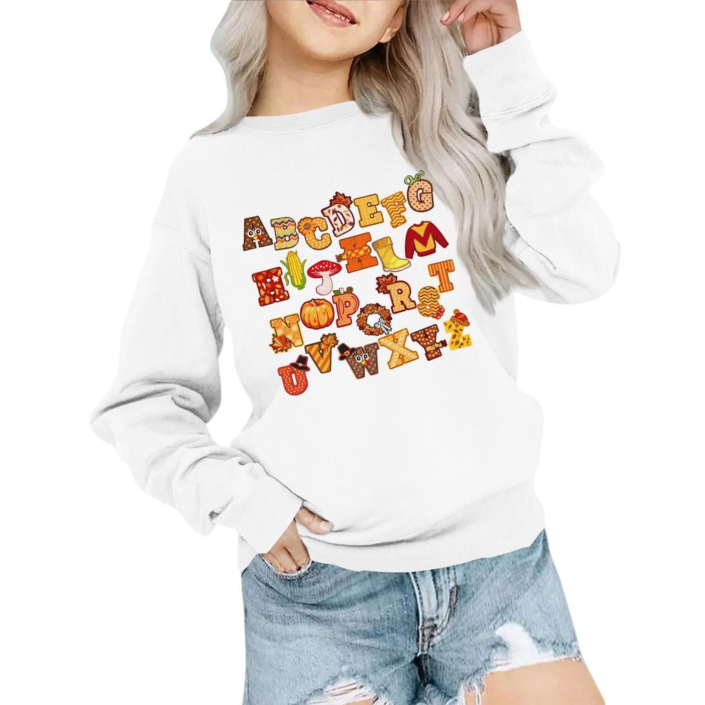 Kids' Fashion Loose-Fit Casual Long-Sleeve Christmas Print Oversized Crewneck Sweatshirt