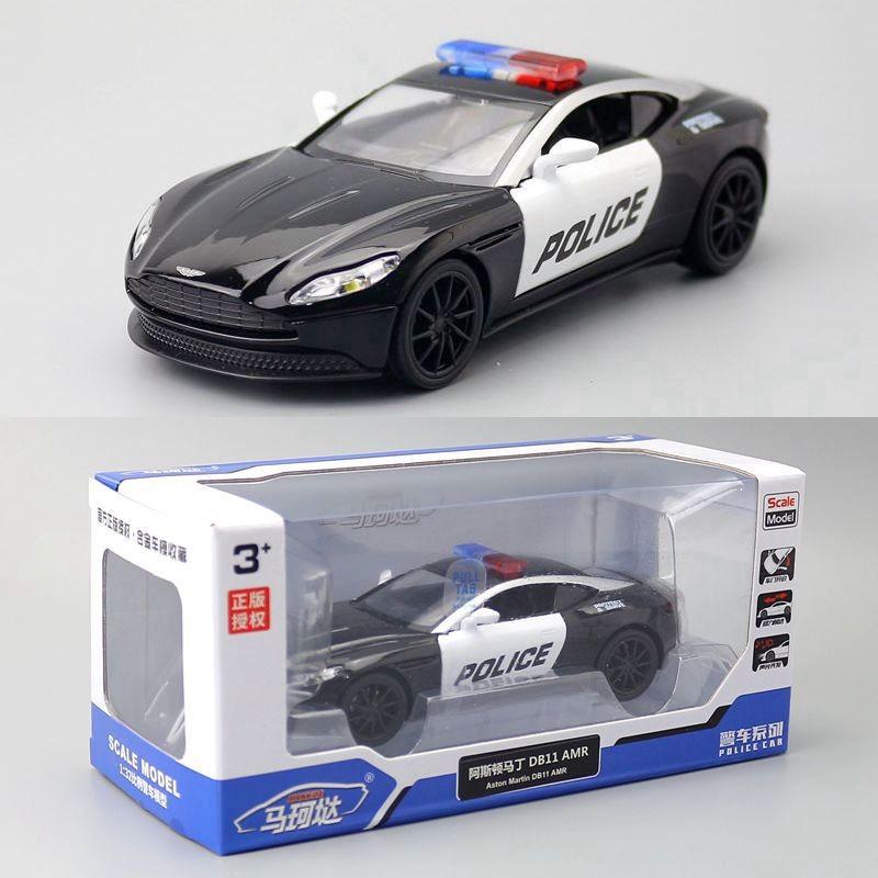 Aston Martin 132 Alloy Car Model Police Car With Sound Light For Collector