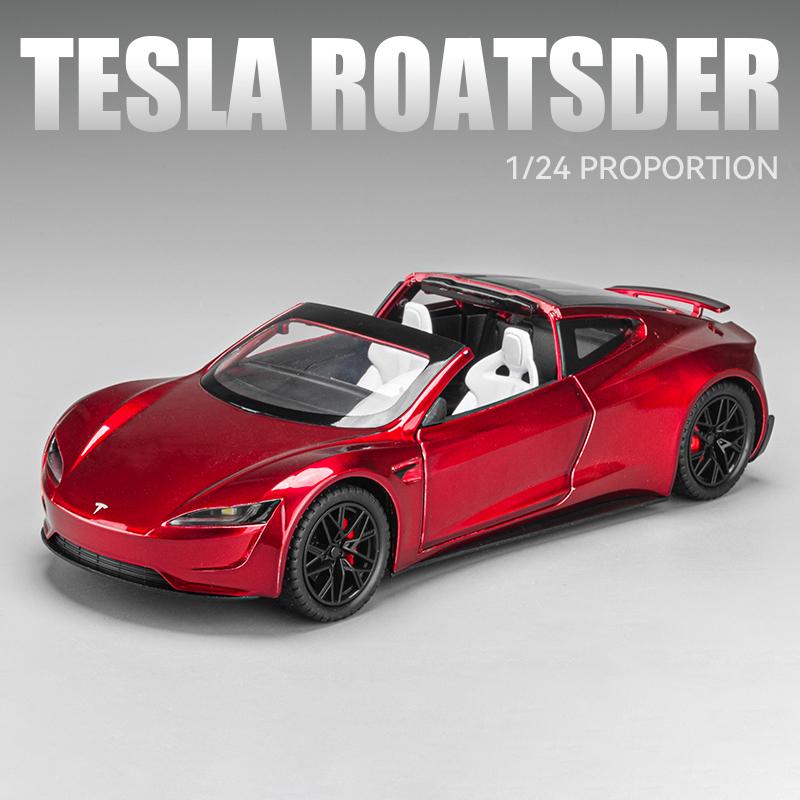 1/24 Tesla Roadster Supercar Alloy Model Car Toy Diecasts Metal Casting Sound and Light Car Toys for Children Vehicle