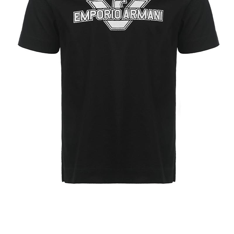 Emporio Armani Мужская футболка с коротким рукавом и принтом логотипа SS23 Черный 3R1TU8-1JSAZ-0999