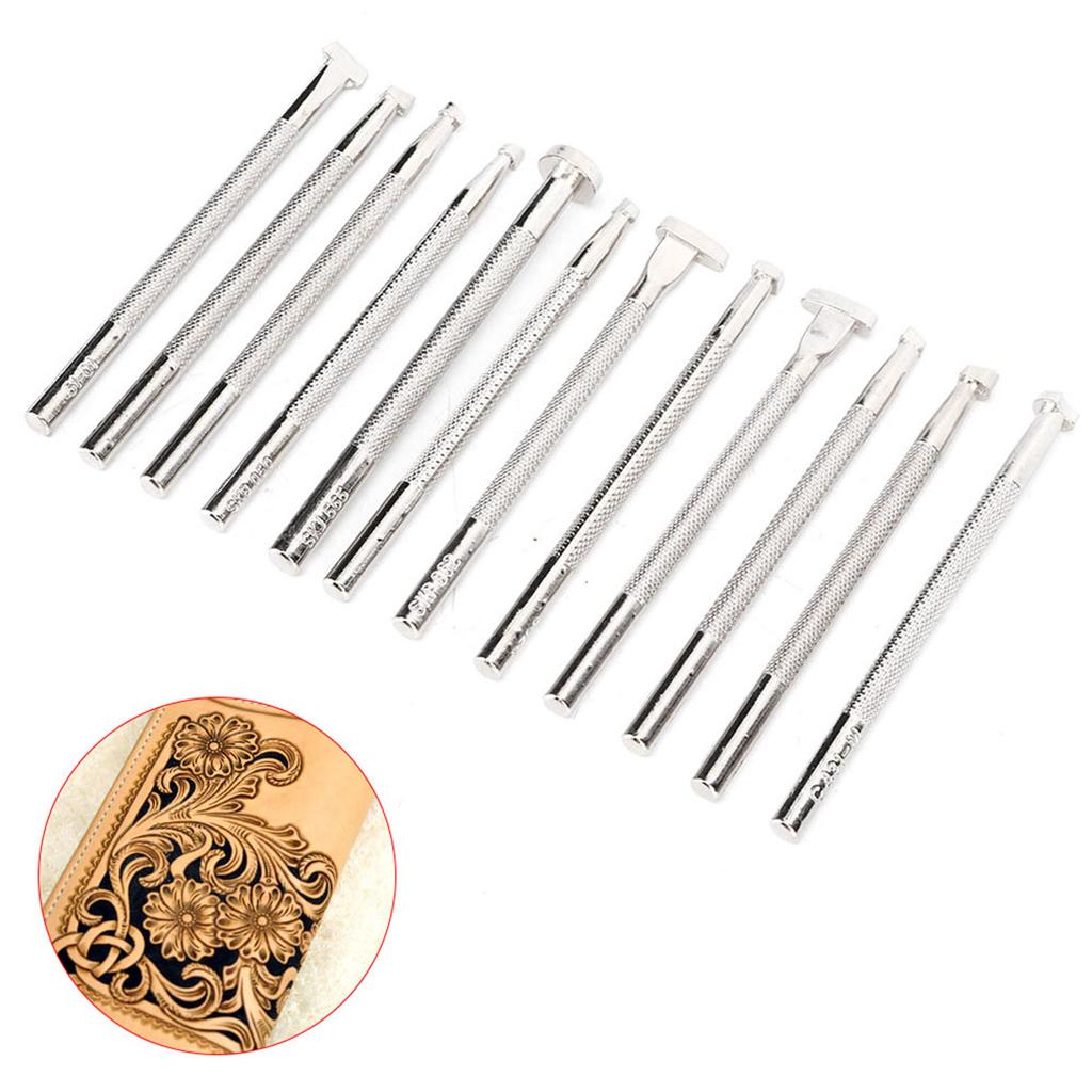 12PCS Leather Engraving and Embossing Tools Leather Working Stamping Patterns Tool