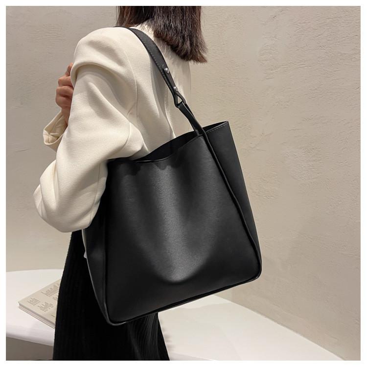 Minimalist Vintage Pu Bucket Bag With Magnetic Closure For Daily Use