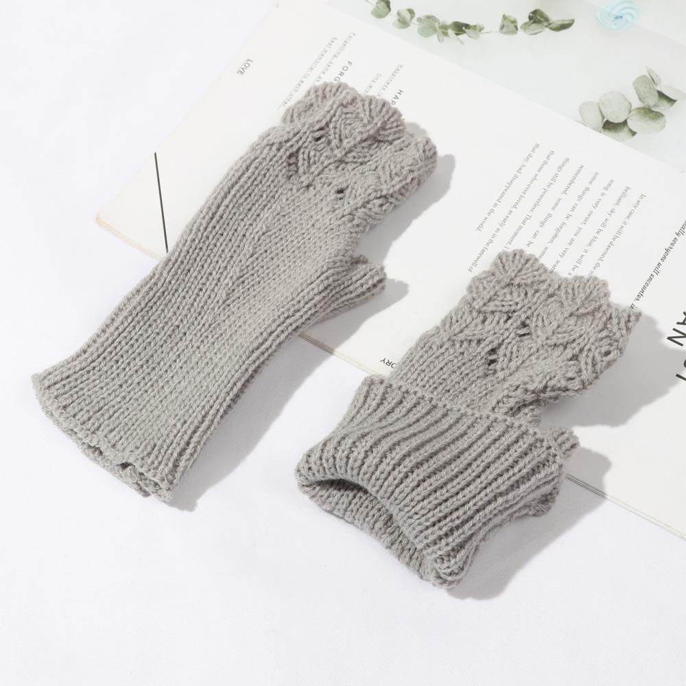Зимние эластичные мягкие митенки без пальцев, вязаные перчатки, толстые теплые гетры
