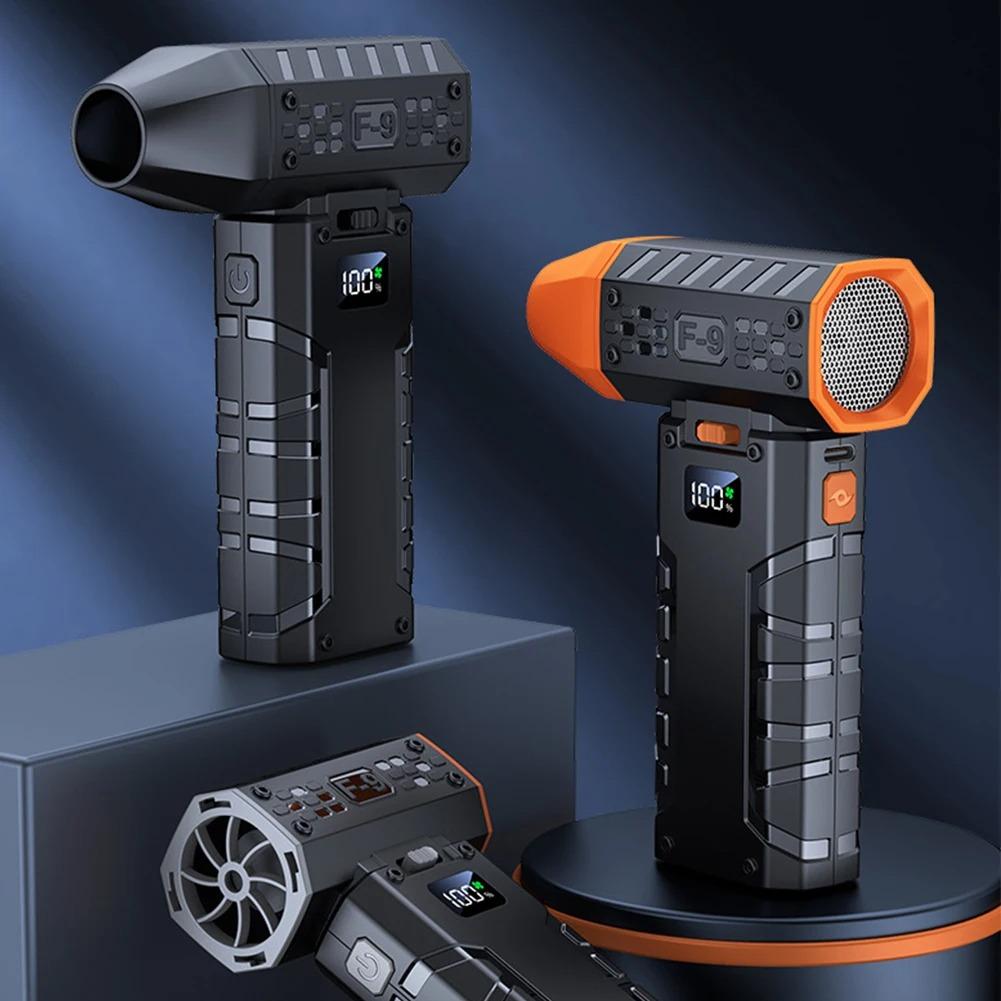 Mini Turbo Jet Fan 160000 RPM Digital Display Turbo Fan USB Rechargeable Brushless Motor Hair Dryer Powerful Blower With High Speed Duct Fan