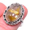 Natural Golden Rutile Gemstone Handmade 925 Solid Sterling Silver Ring S.7 J2D57