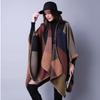 Autumn and Winter Scarf, Versatile Checkered Women's Travel Shawl, Imitation Cashmere Ethnic Style Split Thick Cloak