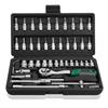 46-Piece Double-Sided Socket Wrench Set with 6.35mm (1/4") Drive, Hex Socket Driver, and Sleeve Ratchet Wrench, Perfect for Car and Motorcycle Repairs
