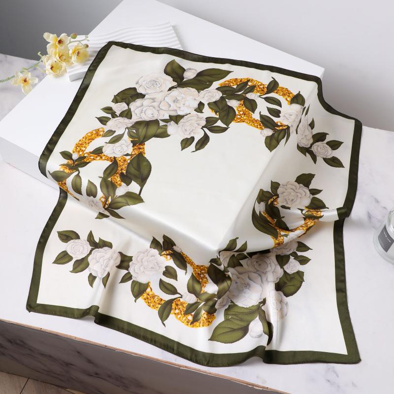 Шелковый женский квадратный шарф - Китайский стиль платок на голову для весны, лета, осени - Защита шеи и согревающий - Элегантный тонкий стиль для мамы