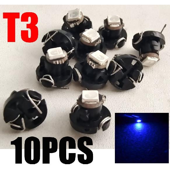 (10 Pcs) Blue T3 Neo Wedge 1-SMD LED Cluster trument Dash Climate Light Bulbs