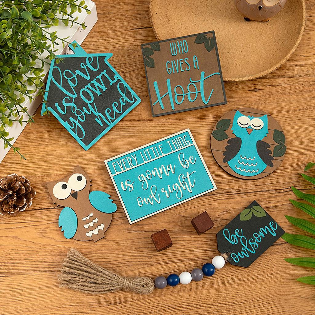 Farm Owl Theme Tiered Tray Decoration Creative Desktop Decoration Ornament Home Decor Craft