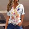 Women's T Shirt Print Button Short Sleeve Daily Weekend Fashion Basic V-Neck Regular Top