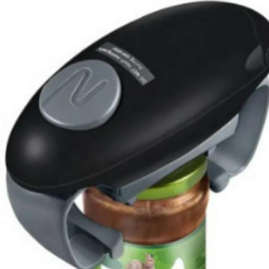 Electric Multi-Opener: Double-Ear Can & Bottle Opener with One-Button Automatic Silicone Grip.