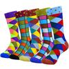 5pairs Unisex Cotton Casual Couple Novelty Funny Colorful Pattern Crew Socks For Men Women