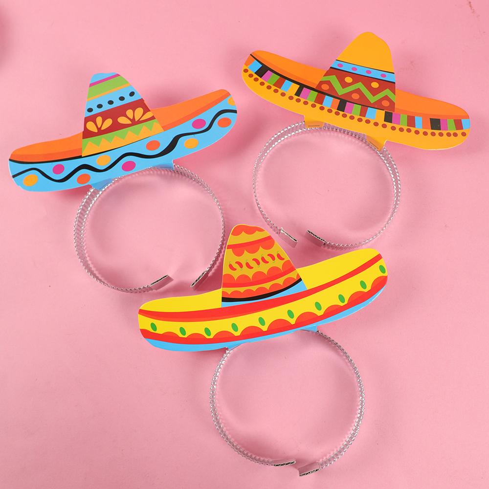 6 шт. Мексиканские тематические украшения для вечеринки Шляпы Cinco De Mayo Обручи Dia De Muertos Подарки для гостей Вечеринка Сомбреро Обруч для волос