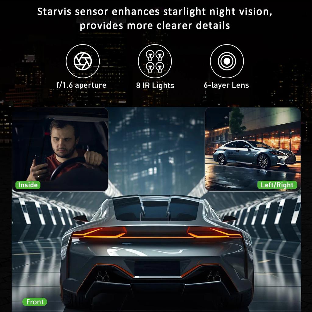 3 Channel Dash Cam Video Recorder Three Lens Front Back Left Car Camera with Rear View DVR 1080P Monitor Black Box Car Accessories