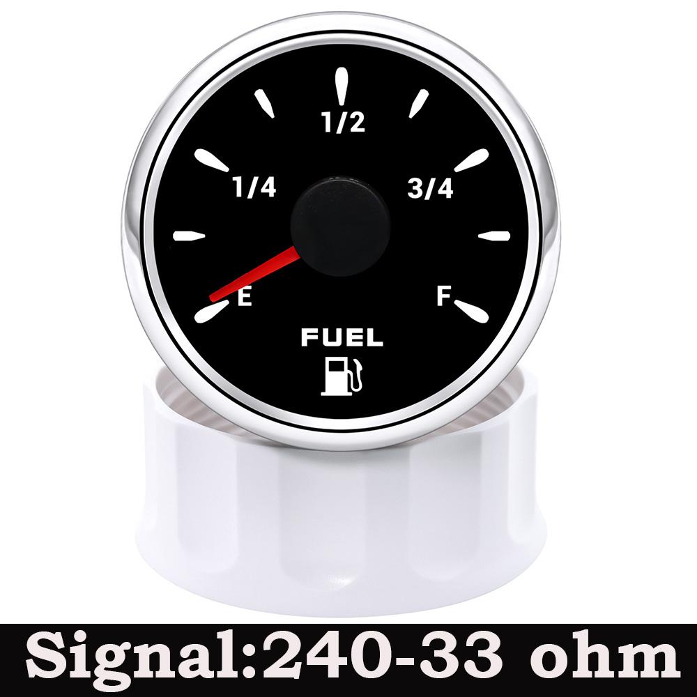 A Waterproof 2" 52mm Fuel Level Gauge 0-190ohm 240-33ohm 7 Colors LED Fuel Level Meter For Marine Boat Car Truck 9-32V Universal
