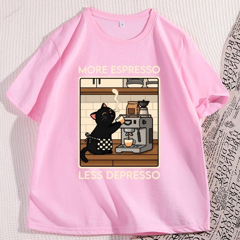 Vintage Cat Coffee Tshirt Funny Graphic Tee Unisex Women Causal Shortsleeve Unisex T Shirts Soft Breathable Cotton Clothes Tops