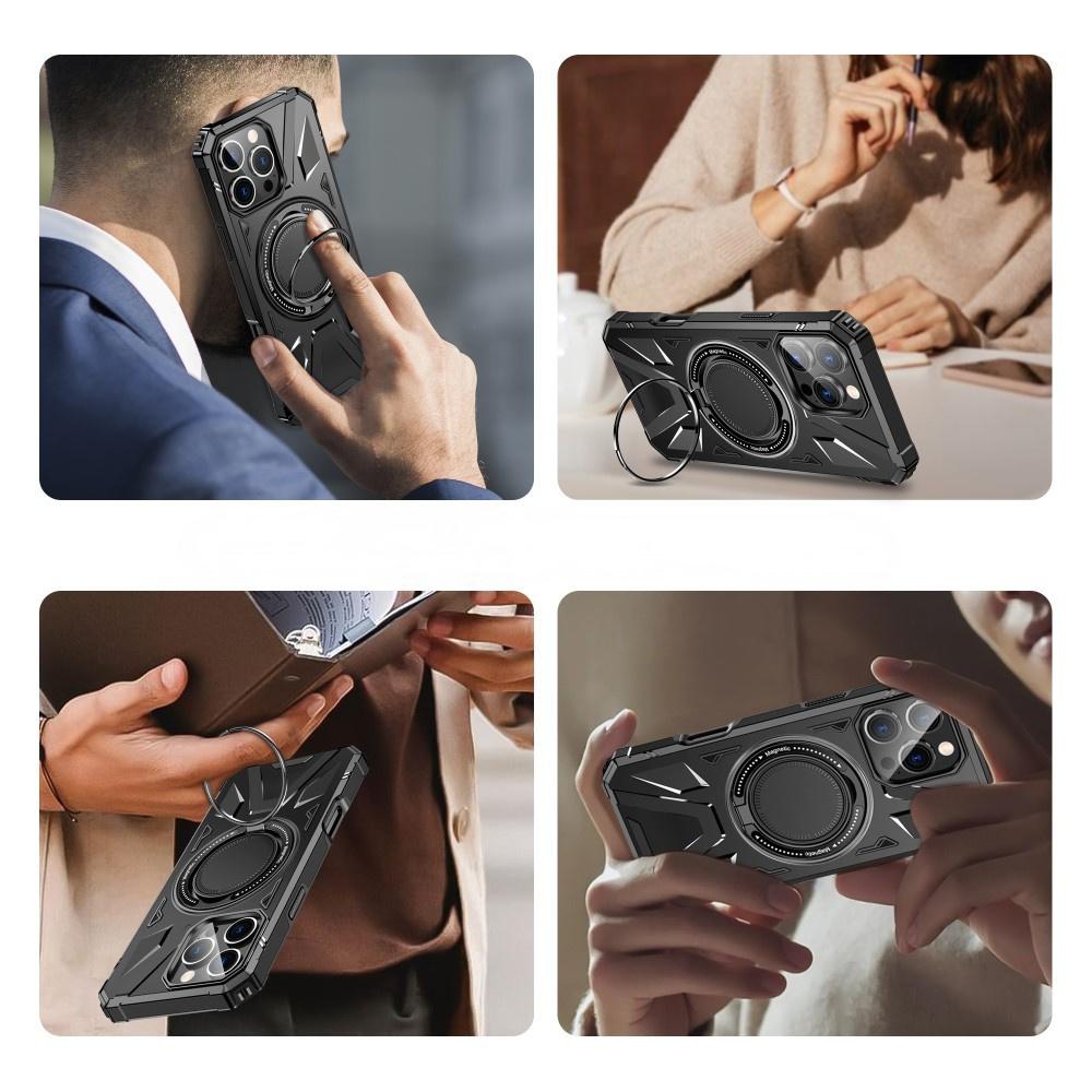 iPhone 16 Pro Max case, armored with a stand and a plate for the holder, black