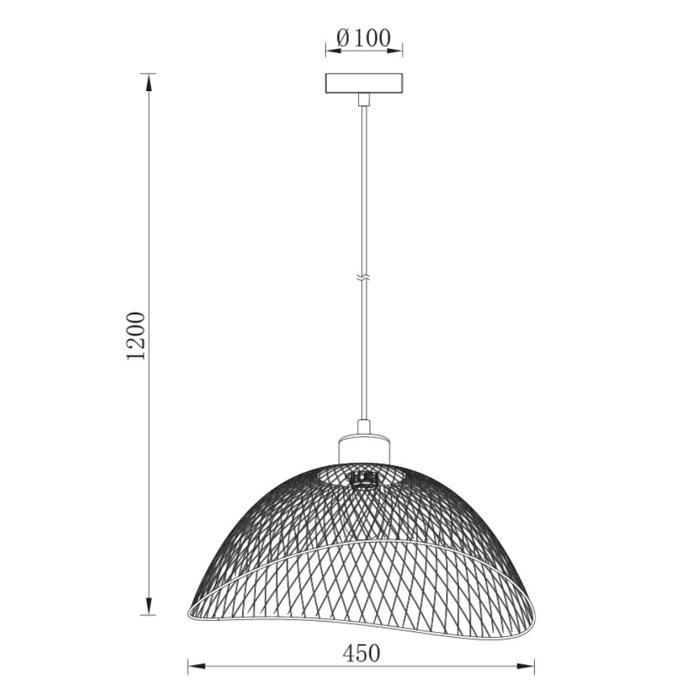 Suspension décorative métal noir grillagé E27 Diam 450mm