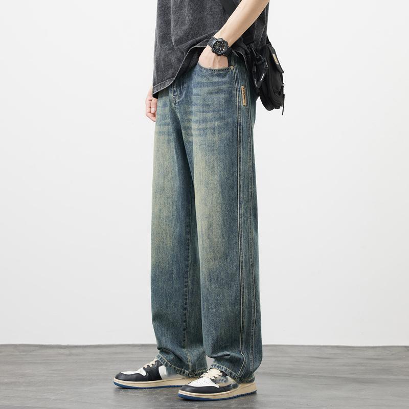 Winter Fleece Warm Jeans Men Loose Wide Leg Pants Elastic Waist Velvet Flocking Outdoors Trousers