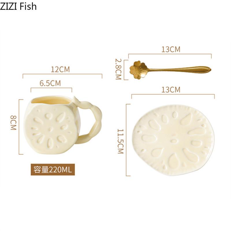 Кружка в форме корня лотоса, креативная керамическая кружка, современная чашка для послеобеденного чая, латте, кофе, офисная чашка для воды, бытовая посуда для питья