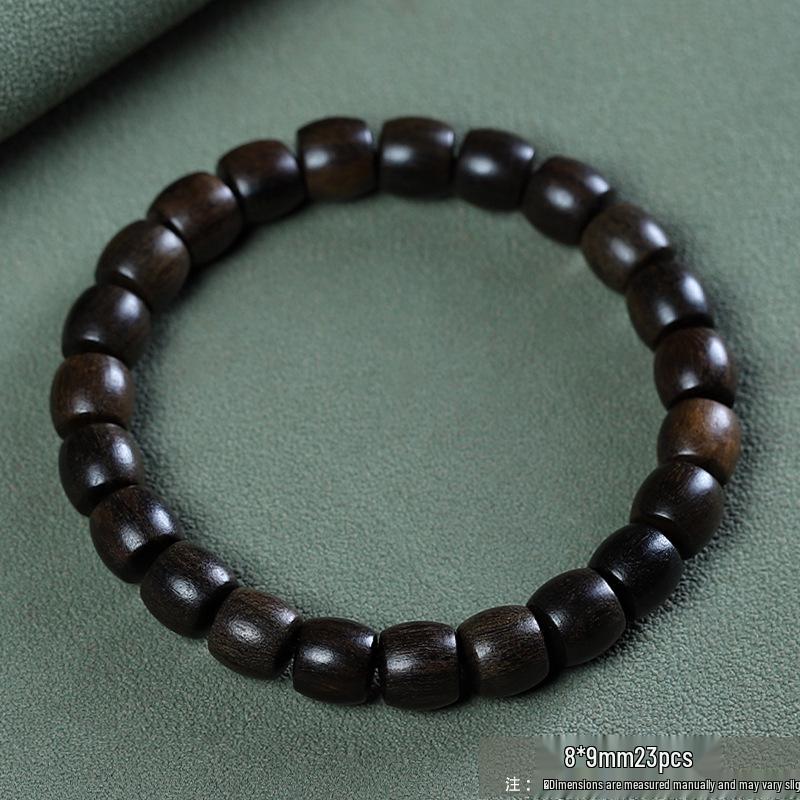 Men's Agarwood Bodhisattva Chess Bracelet: 108 Wooden Prayer Beads, Single Strand 2.0 Design with Small Holes.