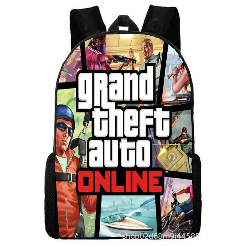 Grand Theft Auto Grand Theft Auto Периферийная Анимация Рюкзак Мужские и Женские Школьные Сумки