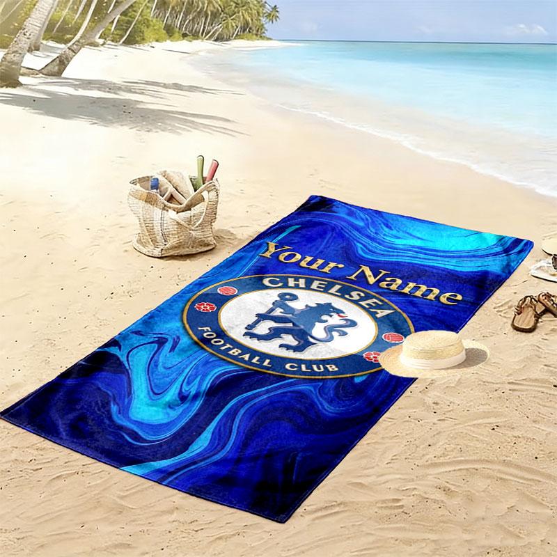 Chelsea F Custom Name Print Beach Towel, Large Soft Quick Dry Towel for Beach Camping Swimming