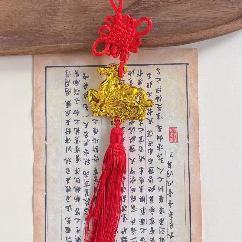 Chinese Zodiac Horse Lucky Tassels Pendant Car Hanging Ornament Spring Festival Home Decorations Accessories New Year Gifts