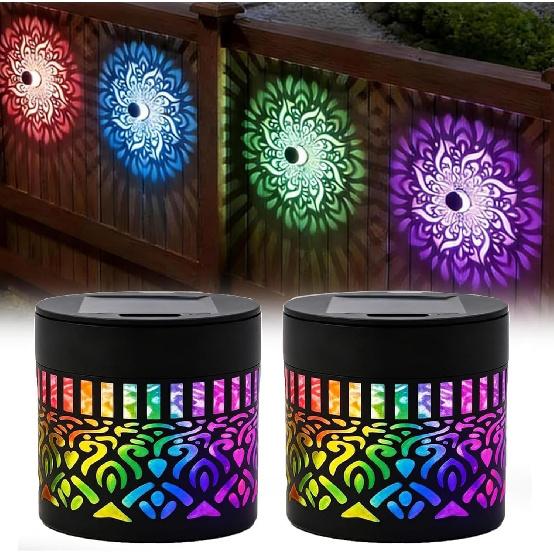 2PCS Solar Mandala Lights Outdoor, Seven-Color Changing