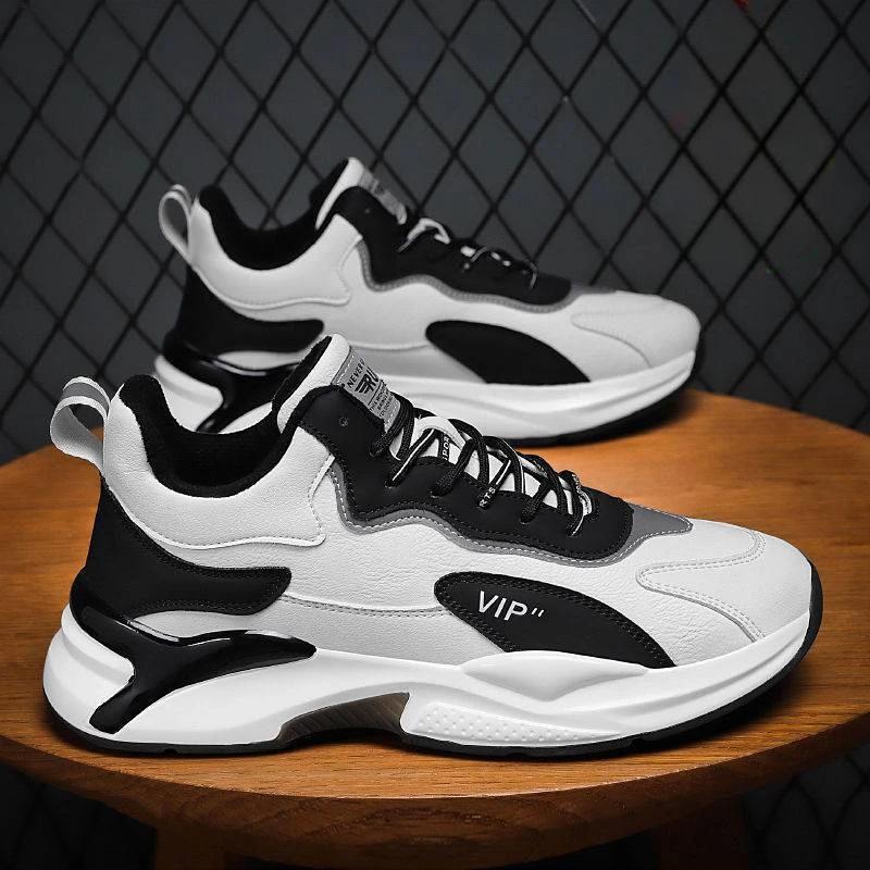 Fashion Men's Sneakers Comfortable Vulcanized Shoes Platform PU Casual Runing Shoes Men New Trendy Lace-up Sneakers Zapatillas Hombre