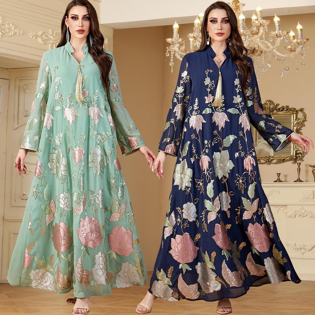 Middle East Sequin Embroidered Women's Tassel Robe - Dubai Fashion