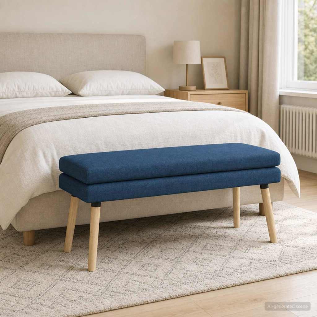 Double Layer Bench Blue 110 x 40 x 47 cm Fabric