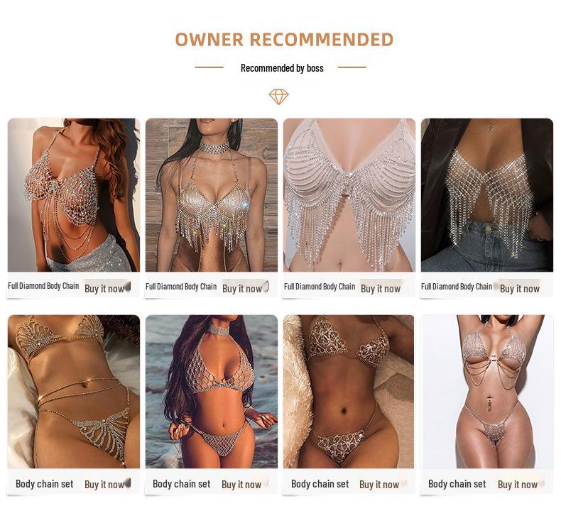 Страз Кисточка Бикини Бюстгальтер Цепочка для тела - Женская Клубная Мода