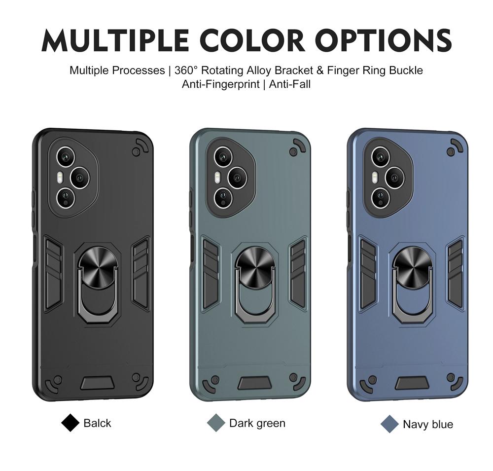 KEYSION Противоударный бронированный чехол для HONOR 400 Pro 5G Мягкий силикон+ПК Металлическое кольцо-подставка Задняя крышка телефона для Huawei Honor 400 5G