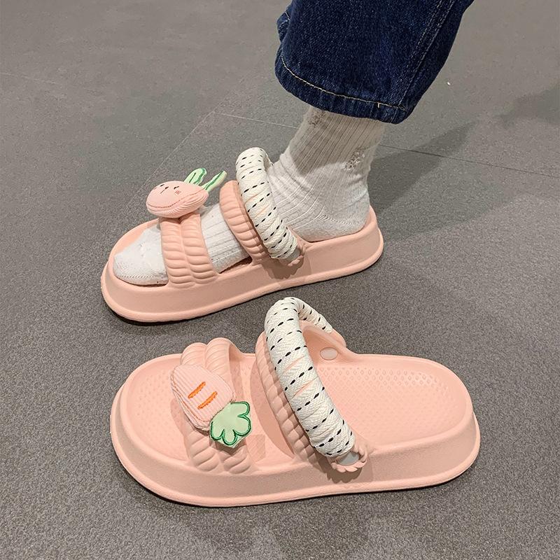Мода 2024 Лето Новые Удобные Мягкие Подошвы Тапочки Женские Модные Милые Мультяшные Тапочки Толстая Подошва Обувь для Женщин Zapatos De Mujer